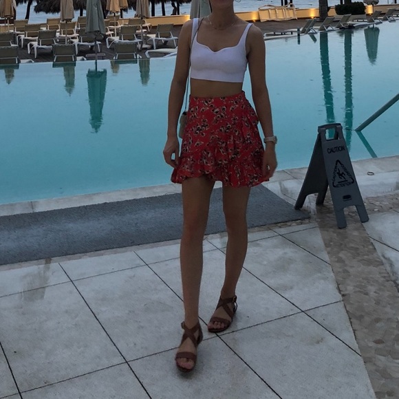 TOPSHOP Orange Floral Skirt - Picture 4 of 4